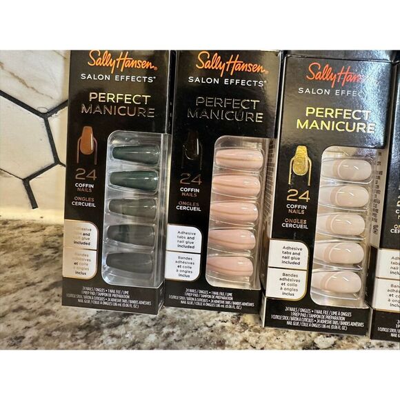 Sally Hansen Coffin Shaped Press on Nails 6 Sets of 24 Nails With Glue - Picture 3 of 6